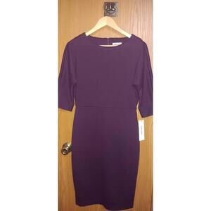 NWT! Calvin Klein Bodycon Dress Womens Size 6 $100 Purple Quarter Sleeve Formal